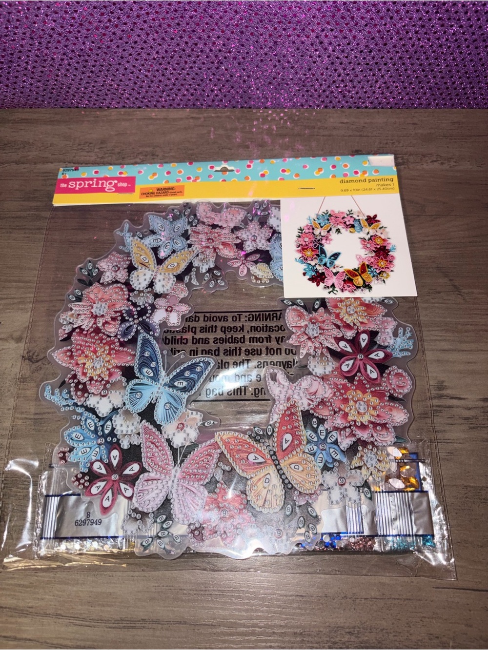 🆕💜 Floral Butterfly Wreath Diamond Art Kit DIY Craft Acrylic Decor Spring NWT